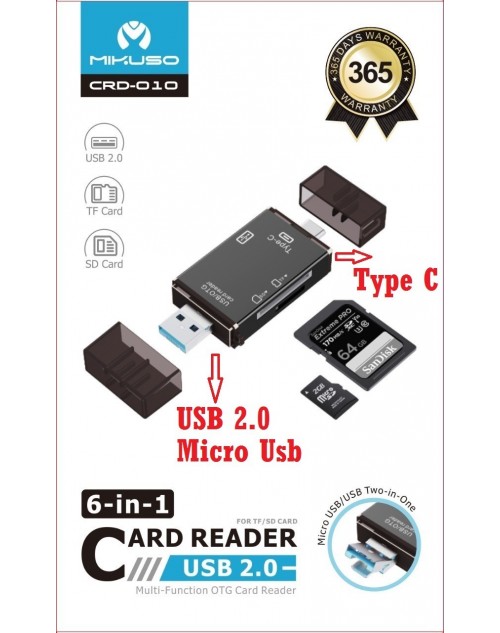 MIKUSO Card Reader Mikuso CRD-010 6-in-1 USB 2.0 Card Reader Multi-Function